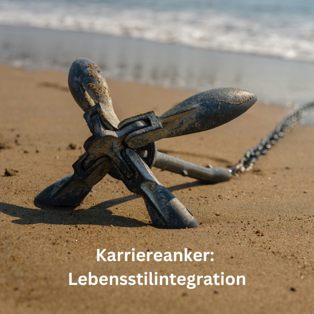 Ein Anker liegt im Sand am Strand – Symbol für Stabilität, Balance und die Verbindung von Beruf und Leben.
