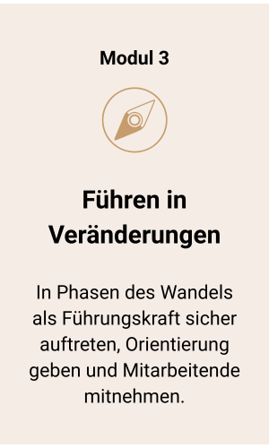 Grafik zum Modul „Führen in Veränderungen“ – Wandel gestalten, Orientierung bieten, Mitarbeitende mitnehmen